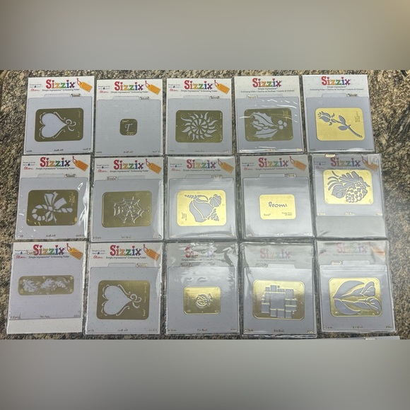 Sizzex simple impressions 25 embossing templates selling as a whole set. - Picture 1 of 2